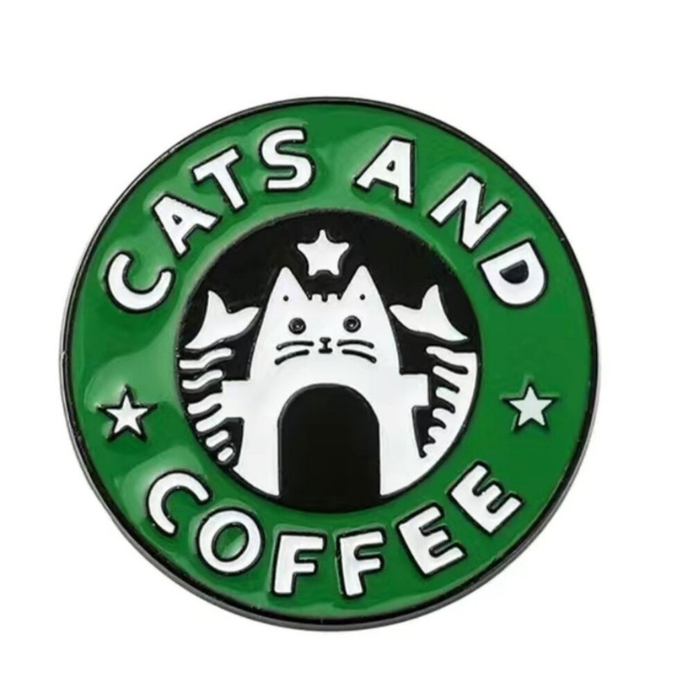 Cute Mermaid Cats & Coffee Enamel Pin Creative Cat - Starbucks - Perfect Gift